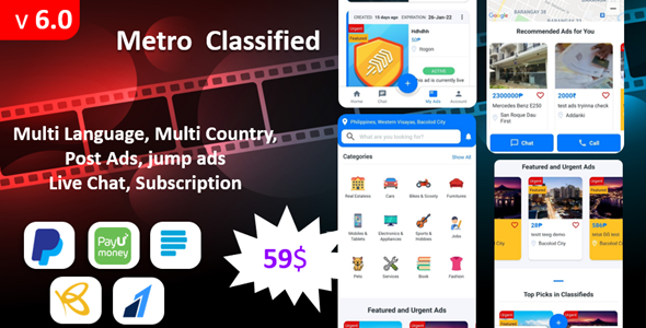 Metro Classified App | Buy, sell app | website & Admin Panel | Payment Gateways | Membership