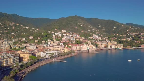 Aerial View of the Italian Riviera, Rapallo, Italy