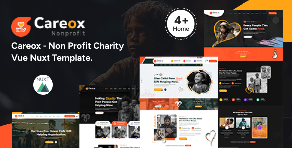 Careox – Nonprofit Charity Vue Nuxt Template – 0 Sold!