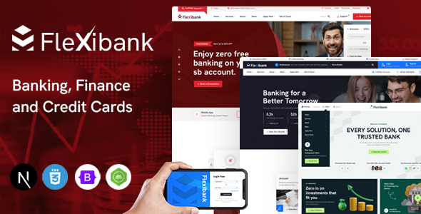 FlexiBank – Banking and Finance React Next Js Template – 0 Sold!