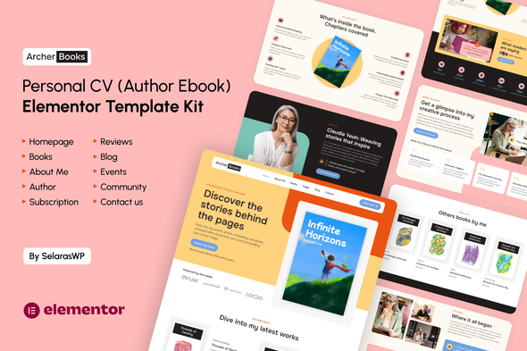 ArcherBooks – Author & eBook Resume Elementor Pro Template Kit – 0 Sold!