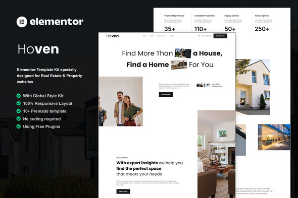 Hoven – Real Estate & Property Elementor Template Kit – 0 Sold!