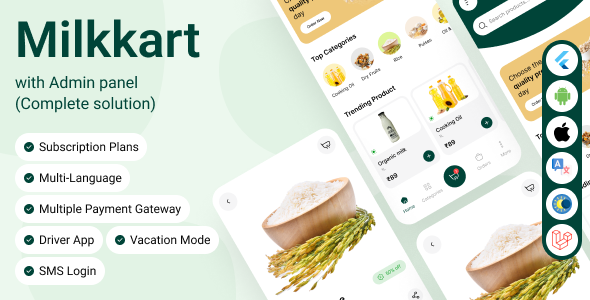 Milkkart - Milk Subscription and Delivery eCommerce Flutter Mobile App