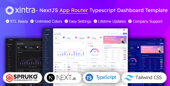 Xintra – NextJS AppRouter Typescript Tailwind Admin Panel Dashboard Template – 0 Sold!