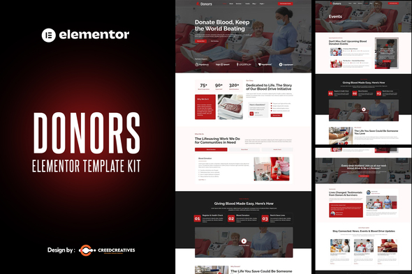 Donors – Blood Drive & Donation Campaigns Elementor Template Kit – 0 Sold!