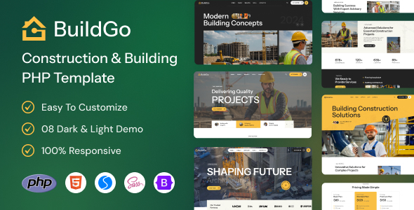 BuildGo – Construction & Building PHP Template – 0 Sold!