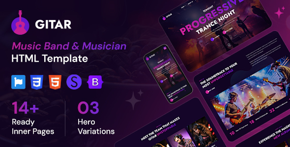 Gitar – Music Band & Musician HTML Template – 0 Sold!