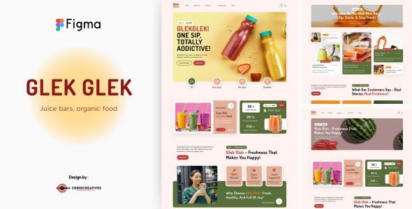 GlekGlek – Juice bars & Drink Brand Figma Template – 0 Sold!