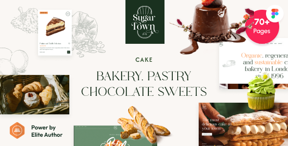 SugarTown – Bakery, Pastry Chocolate Sweets Figma Template – 0 Sold!