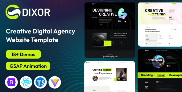 Dixor – Creative Digital Agency React JS Template – 0 Sold!