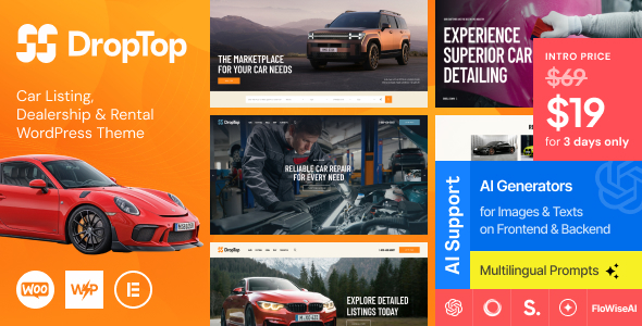 Drop-Top – Car Listing, Dealership & Rental WordPress Theme – 0 Sold!