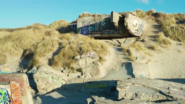 Berck beach, broken bunkers and sand dune (France) 2