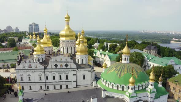 Magical Aerial View of the Kiev Pechersk Lavra Monastery