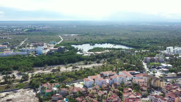 Aerial View From Drone with Caribbean City