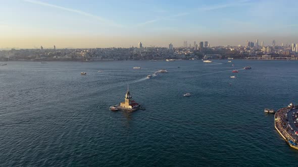 Aerial Istanbul Maiden Tower