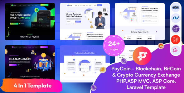 PayCoin - Blockchain, BitCoin & Crypto Currency Exchange PHP, ASP MVC, ASP Core, Laravel Template