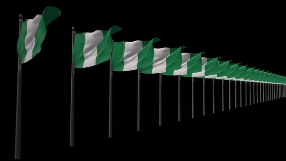 Row Of Nigeria Flags With Alpha 2K