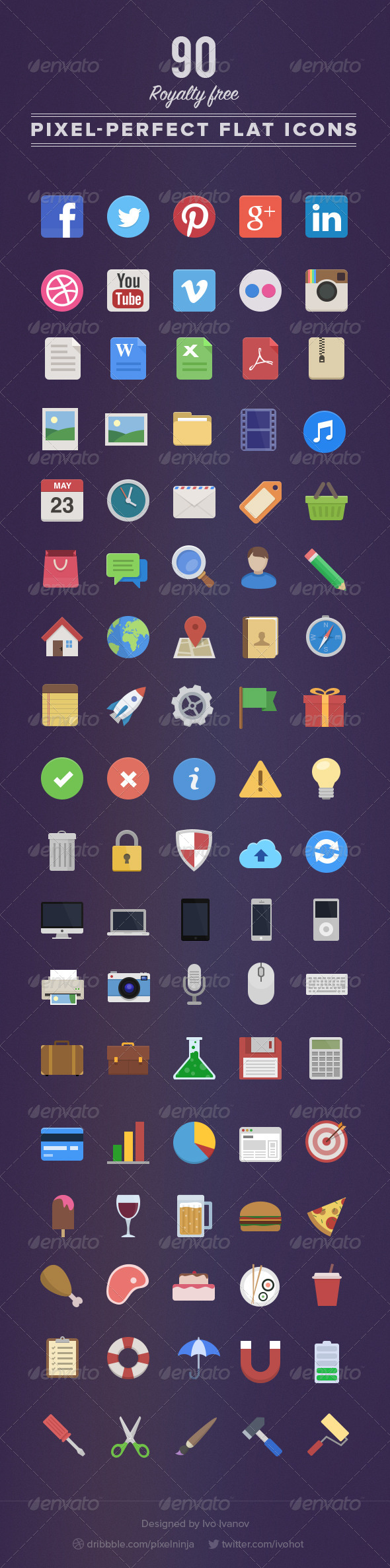 90 Royalty Free Flat Icons