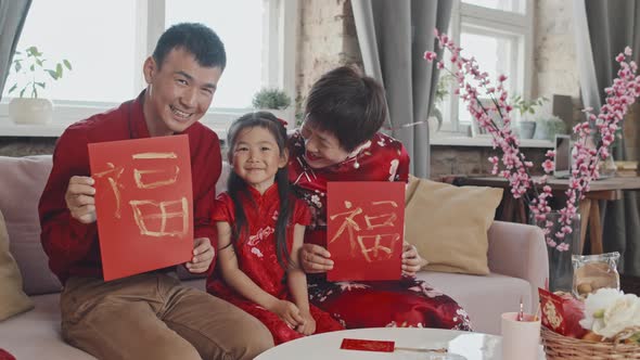 Happy Chinese Family Ready for Lunar New Year