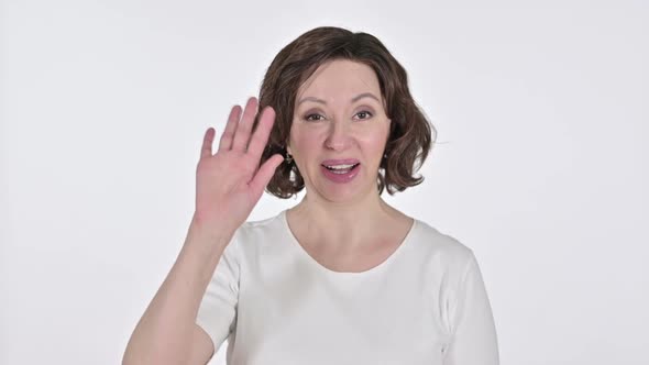 Old Woman Waving and Cheering at the Camera