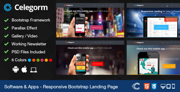 Celegorm Software/App Bootstrap Landing Page