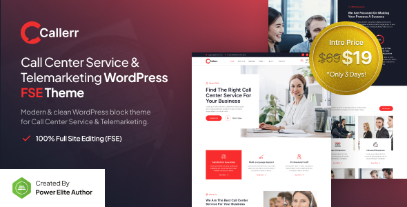 Callerr – Call Center Service & Telemarketing FSE WordPress Theme – 0 Sold!