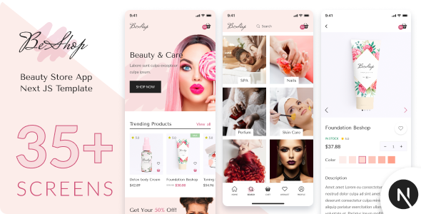 BeShop – Beauty Store & eCommerce Next JS Mobile App | PWA – 0 Sold!