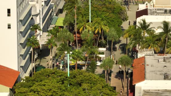 Aerial Zoom Shops In Miami Beach Lincoln Road