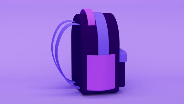 School Backpack on a Lilac Background