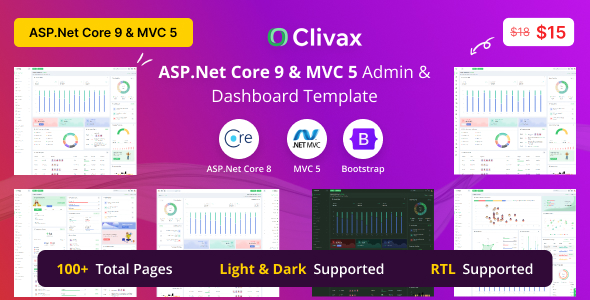 Clivax - ASP.Net Core 9 & MVC 5 Admin & Dashboard UI Template