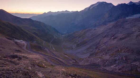 Timelapse of Sunrise in Stelvio Pass