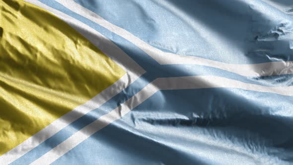 Tuva textile flag waving on the wind. 10 seconds loop.