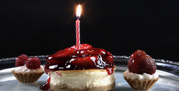 Fruit Cake and Birthday Candle