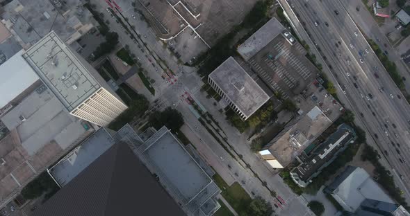 Birds eye view of The Williams tower and surrounding area in the Galleria mall area in Houston, Texa