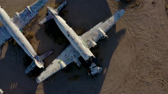 Abandoned DC-5 Aircraft Covered in Graffiti in Boneyard