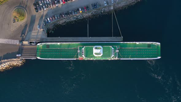 Vehicle Ferry Time Lapse Aerial View at Port 