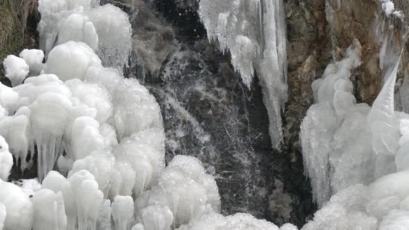 Bubbly Icicles Edge to the Frozen Waterfall
