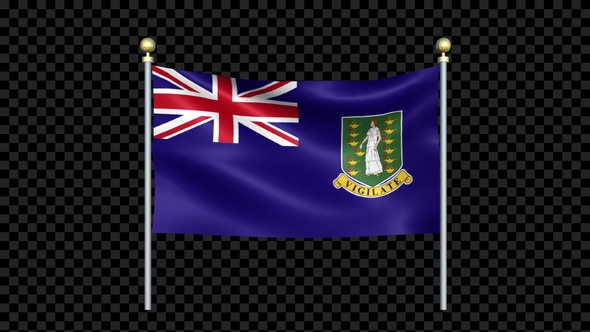 Virgin Islands Uk Flag Waving In Double Pole Looped