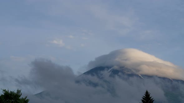 Clouds Covered On Mountain Fuji Peak