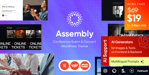 Assembly – Conference Event & Concert WordPress Theme – 0 Sold!