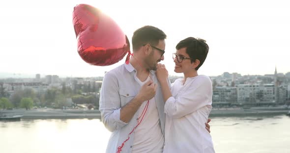 Young Couple in Love Dating and Smiling Outdoor