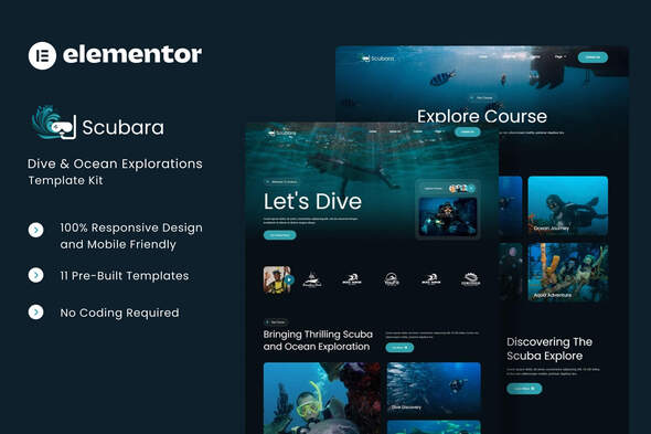 Scubara – Dive & Ocean Explorations Elementor Template Kit – 0 Sold!