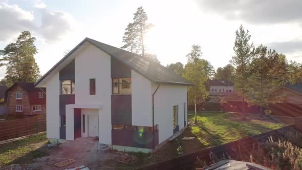 Drone shot of new modern residential house 45