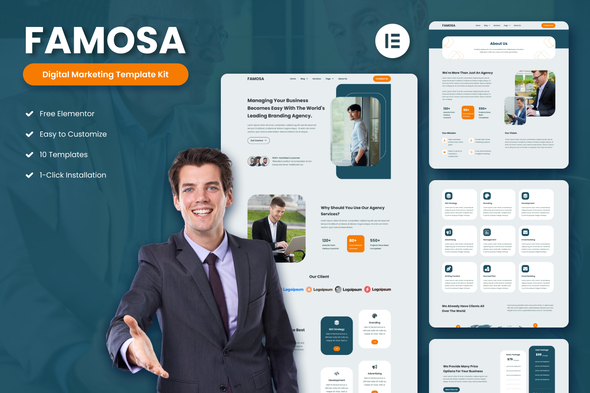 Famosa – Digital Marketing Agency Elementor Template Kit – 0 Sold!