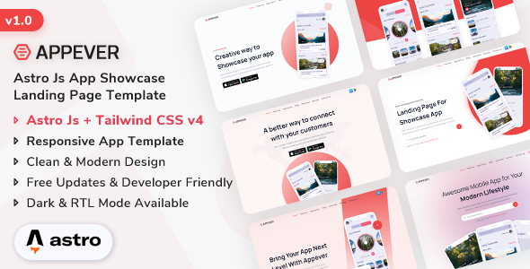 Appever – Astro Js App Showcase Template – 0 Sold!