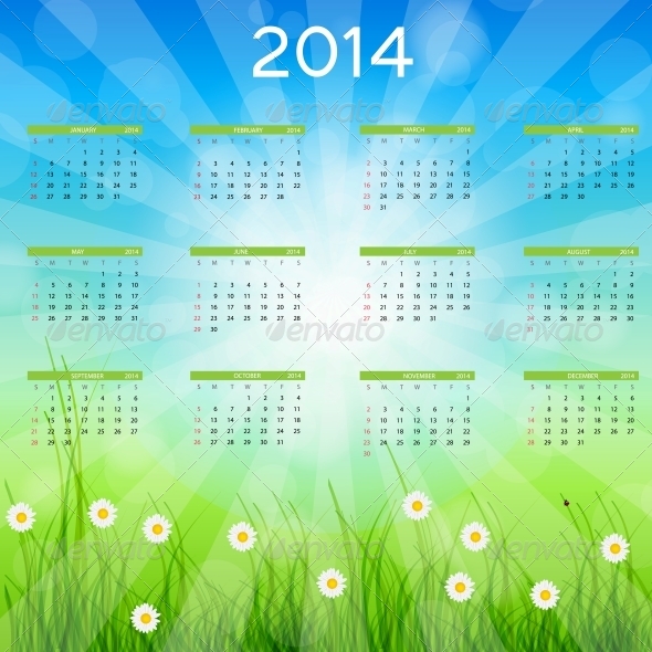 2014 New Year Calendar Vector Illustration