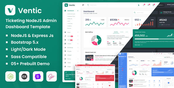 Ventic – Node Js Ticketing Admin Dashboard Template – 0 Sold!