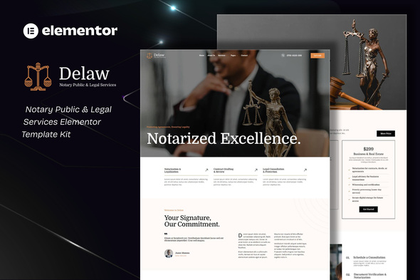 Delaw – Notary Public & Legal Services Elementor Template Kit – 0 Sold!