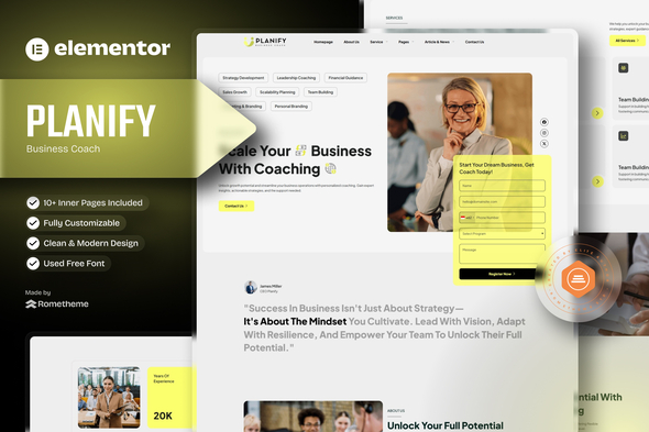 Planify – Business Coaches Elementor Template Kit – 0 Sold!