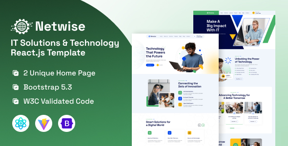 Netwise – IT Solutions & Technology React JS Template – 0 Sold!